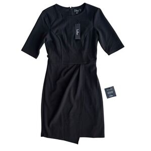 Lulu's Womens XS Black Pleated Westwood Half Sleeve Sheath Dress Chic Preppy NEW